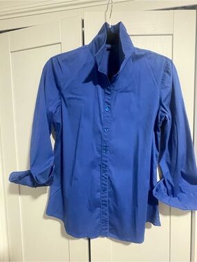 Theory Trisanne Electric Blue Button-Front Shirt